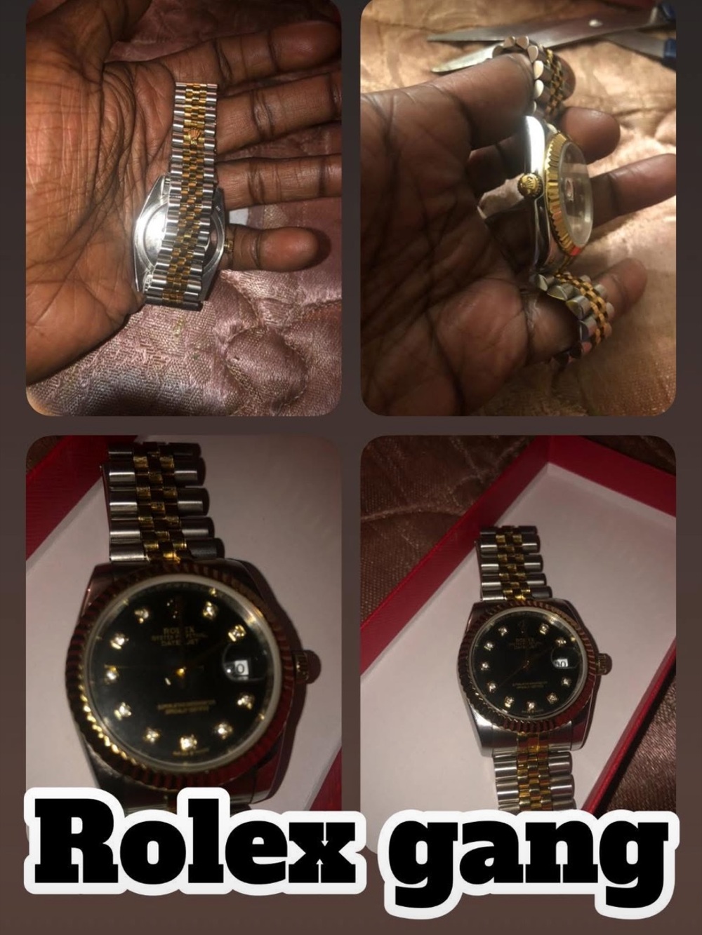 Rolex Two-Tone Men’s Watch with Black and Gold Accents & black & gold Cartier
